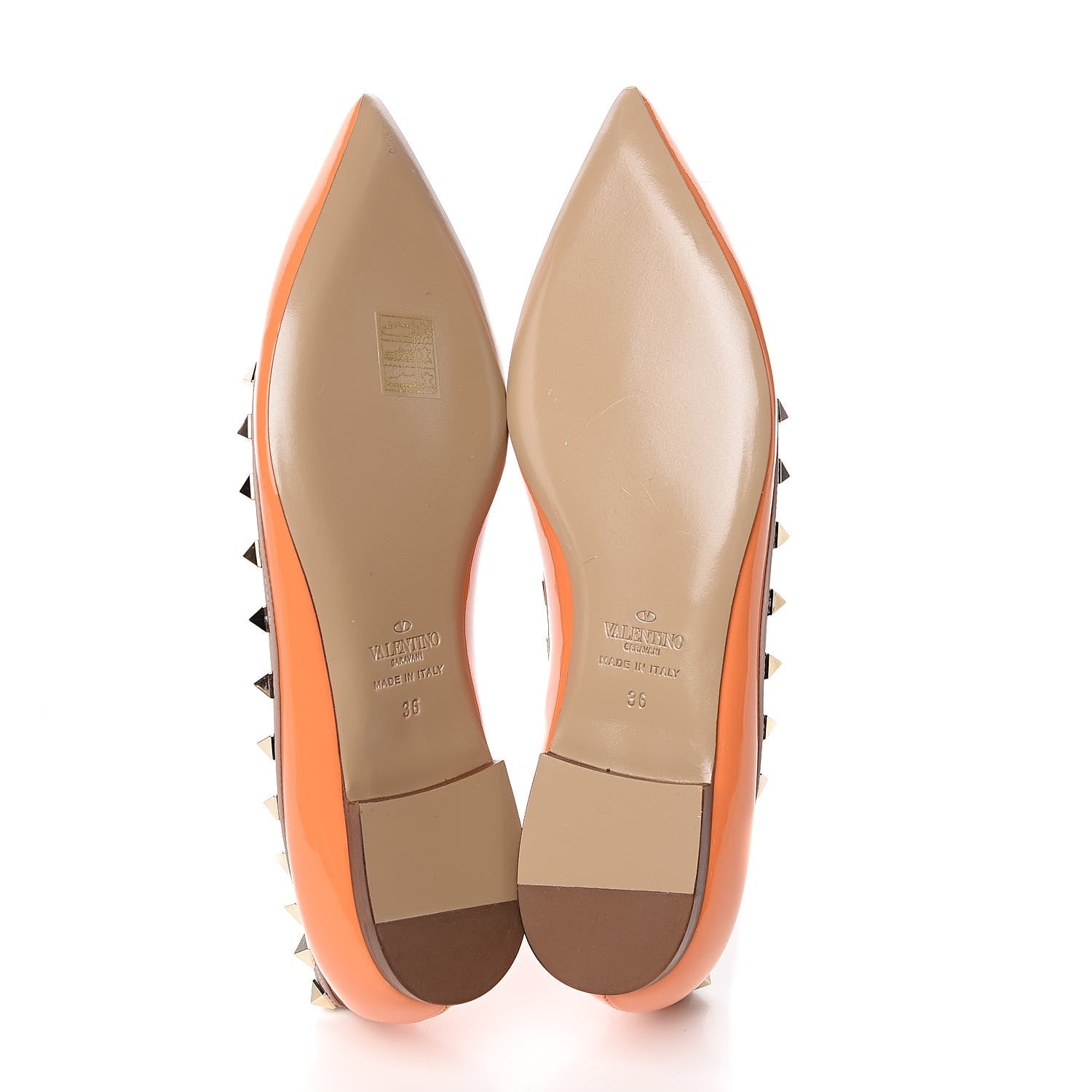 Valentino Garavani Patent Nappa Rockstud Ballerina Flats 36 Melon Sorbet Poudre 5 of 9