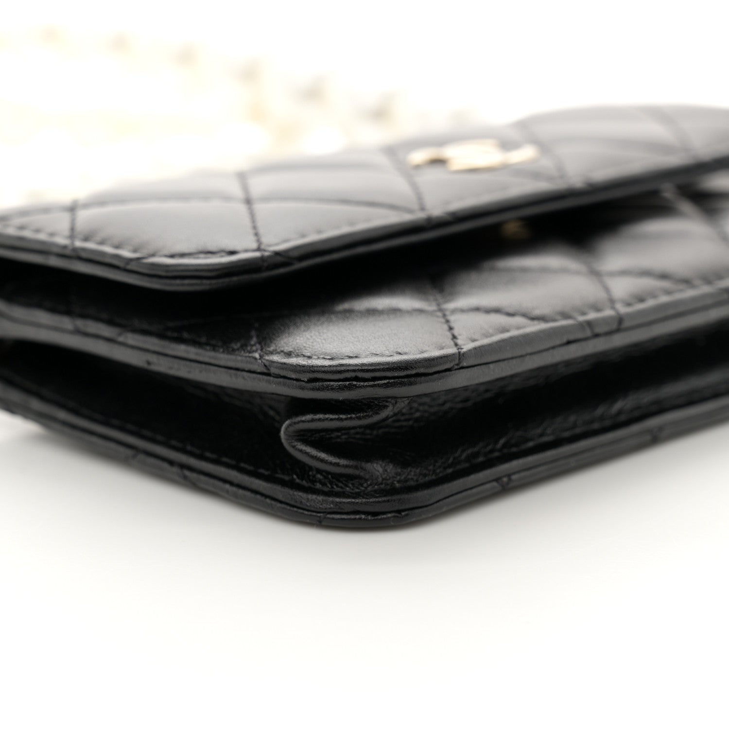 Chanel Calfskin Quilted Maxi Pearls Clutch With Chain Black 10 of 12