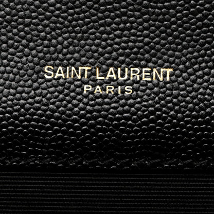 Saint Laurent Grain De Poudre Textured Mixed Matelasse Triquilt Medium Monogram Satchel Black 6 of 11