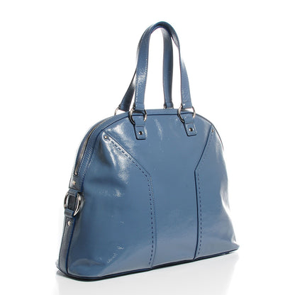 Saint Laurent Patent Calfskin Oversized Muse Grey Blue 3 of 8