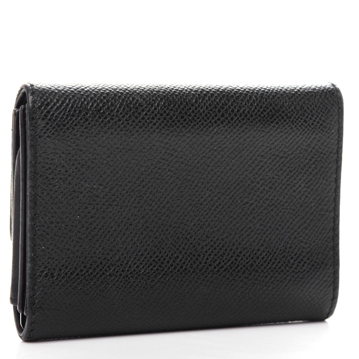 Grained Calfskin CC Flap Wallet Black