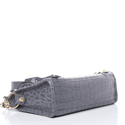 Balenciaga Calfskin Crocodile Embossed Giant 12 Gold Hardware Mini City Gris Beton 4 of 11