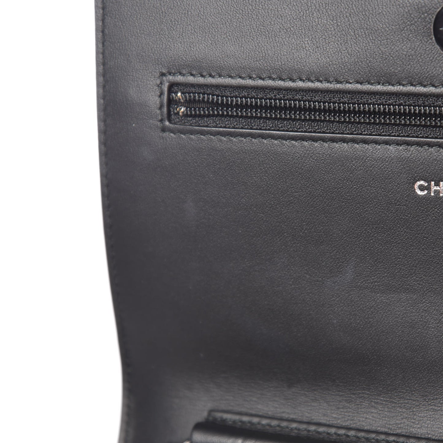 Calfskin Painted Chevron Embossed Boy Wallet On Chain WOC Black