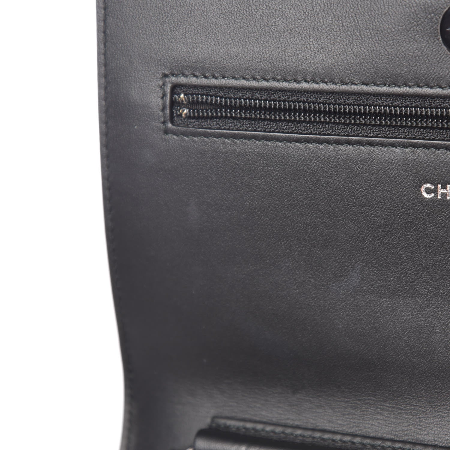 Chanel Calfskin Painted Chevron Embossed Boy Wallet On Chain WOC Black 12 of 15