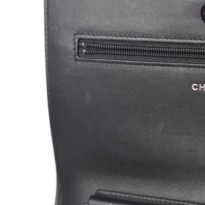Chanel Calfskin Painted Chevron Embossed Boy Wallet On Chain WOC Black 12 of 15