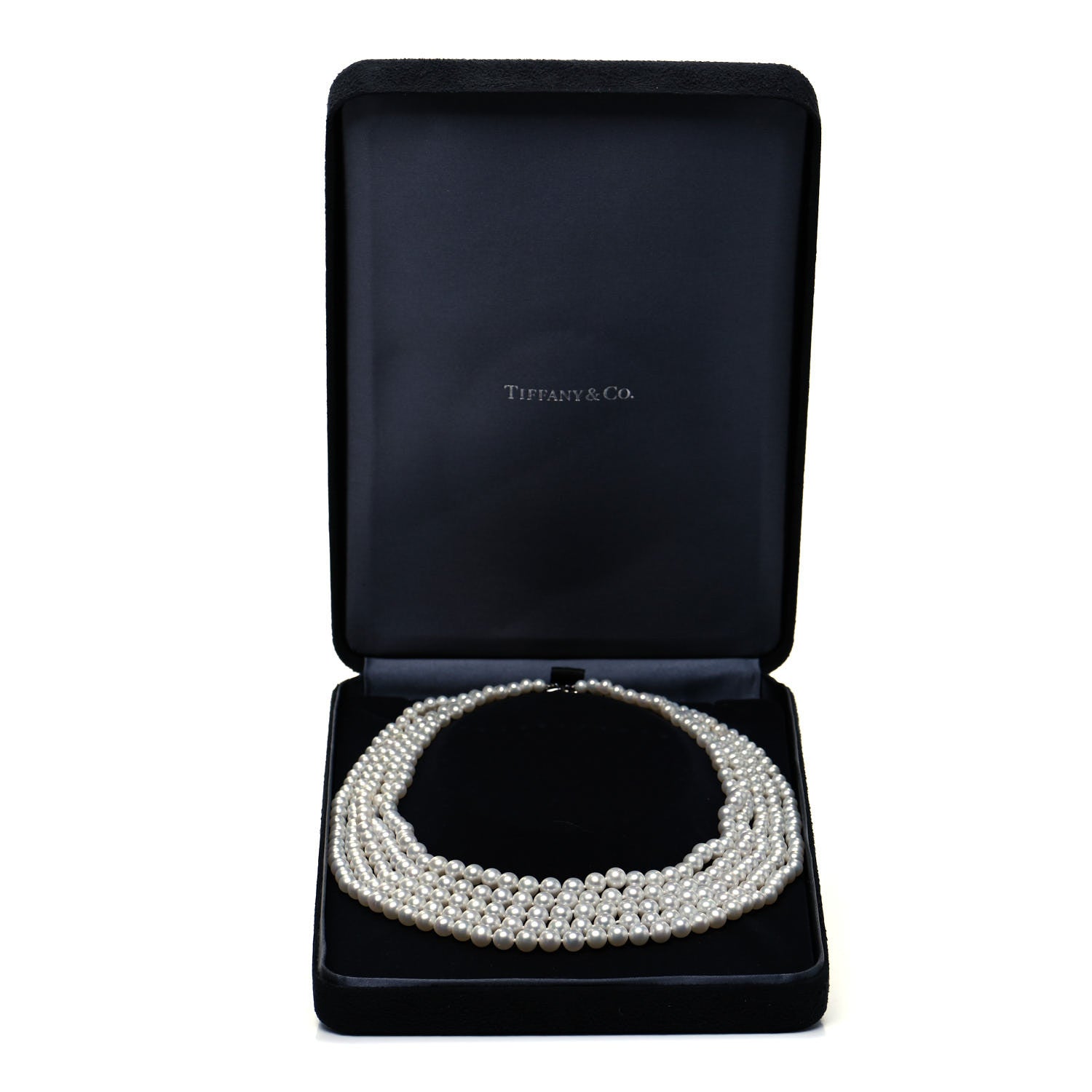 Tiffany Sterling Silver Freshwater Pearl 4.5-7mm Ziegfeld 5 Strand Graduated Pearl Necklace 5 of 5