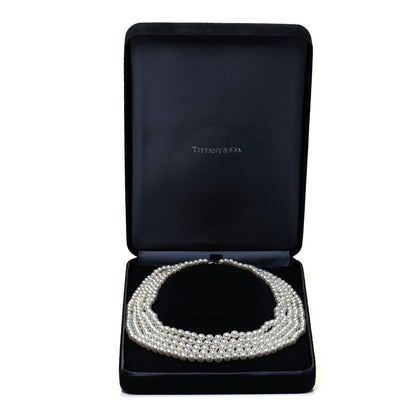 Tiffany Sterling Silver Freshwater Pearl 4.5-7mm Ziegfeld 5 Strand Graduated Pearl Necklace 5 of 5