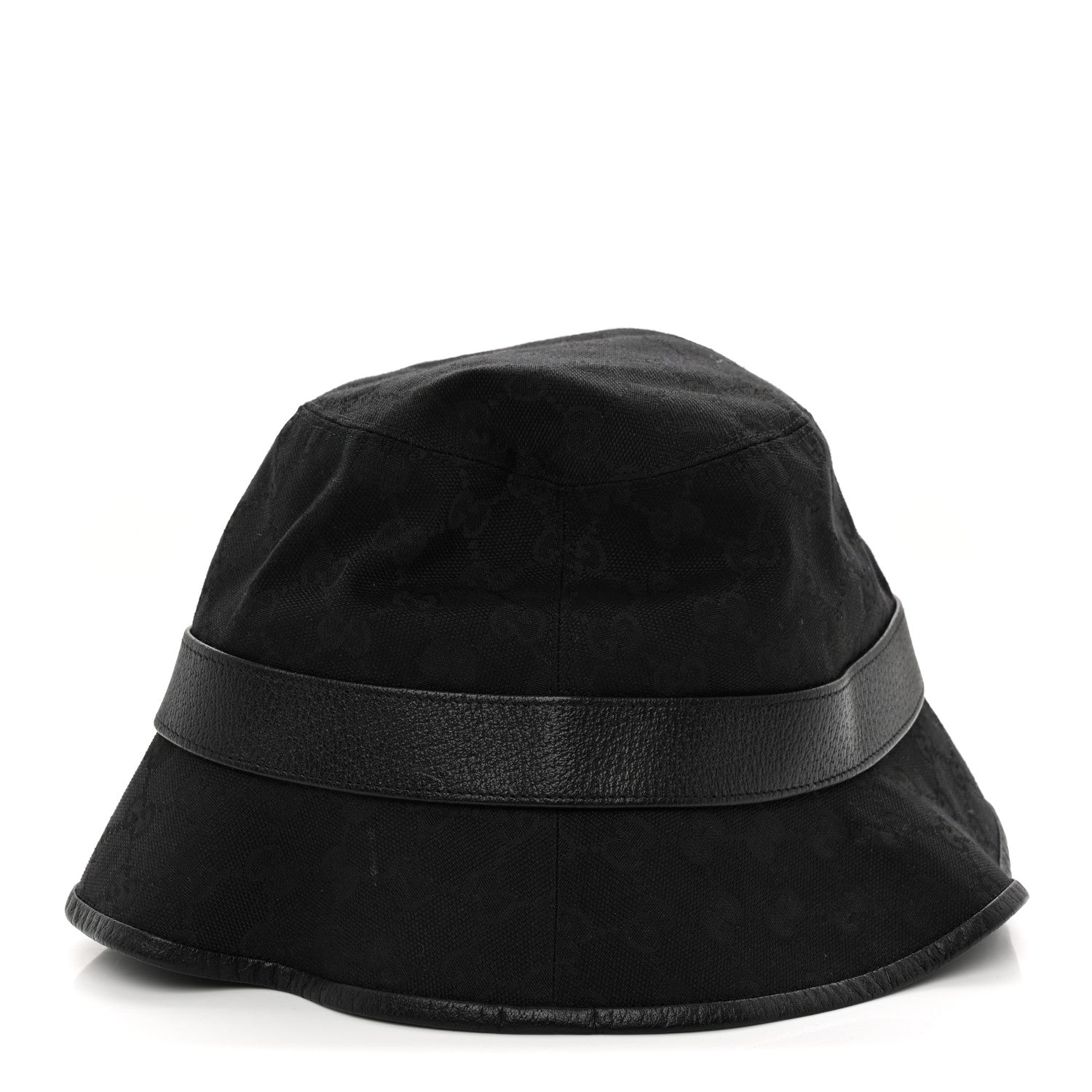 Gucci Monogram Textured Dollar Calfskin GG Jago Bucket Hat XL Black 8 of 16