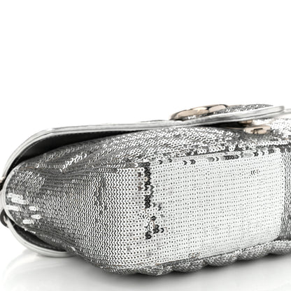 Gucci Sequin Matelasse Small GG Marmont Shoulder Bag Silver 9 of 10
