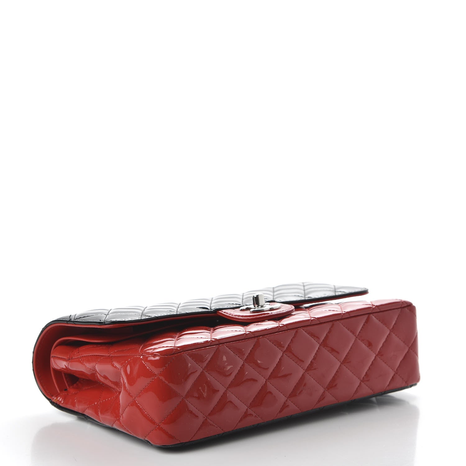 Chanel Patent Calfskin Quilted Bi-Color Medium Double Flap Black Red 4 of 12