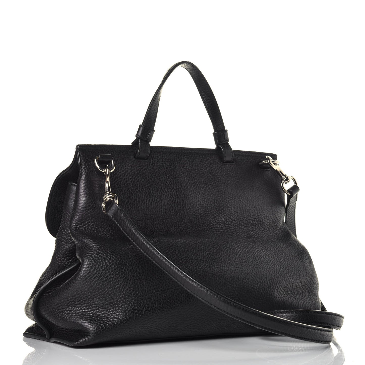 Cellarius Calfskin Medium Bamboo Daily Top Handle Bag Black