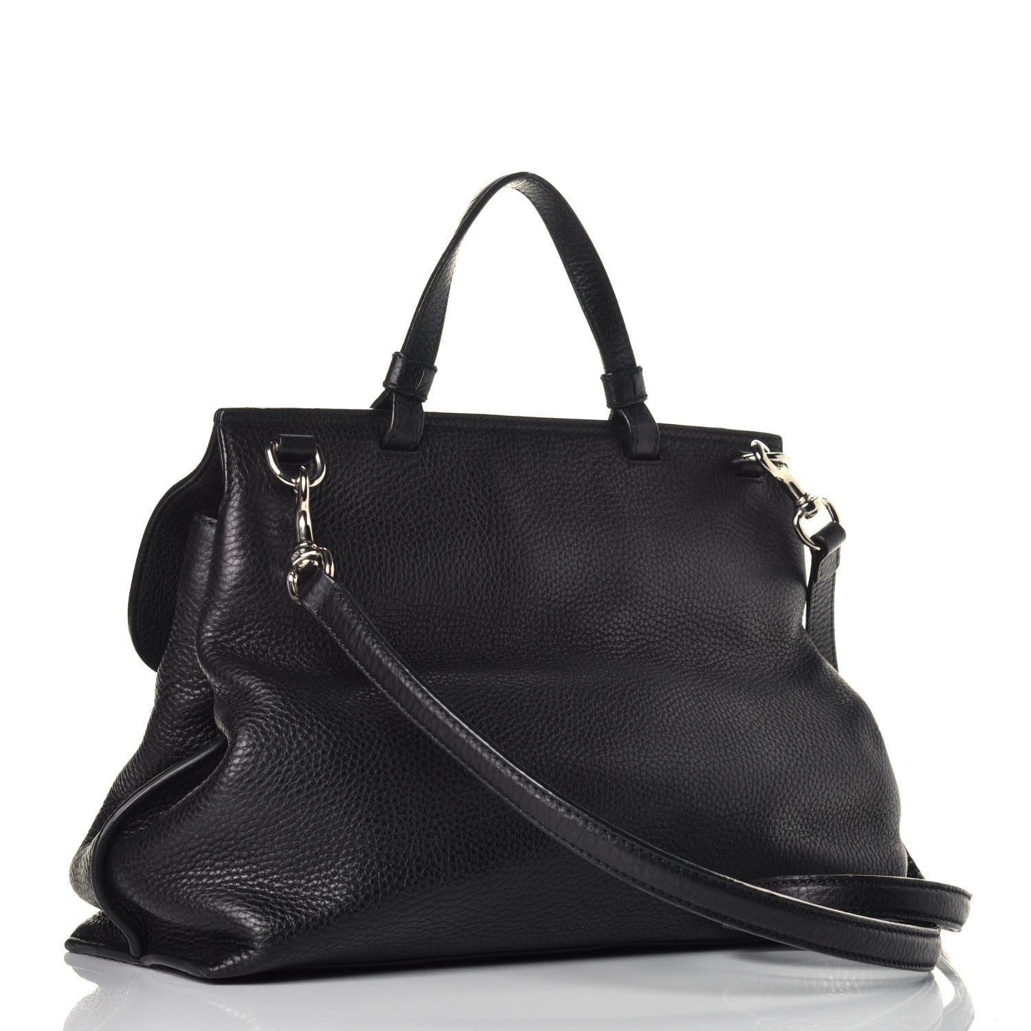Gucci Cellarius Calfskin Medium Bamboo Daily Top Handle Bag Black 4 of 9