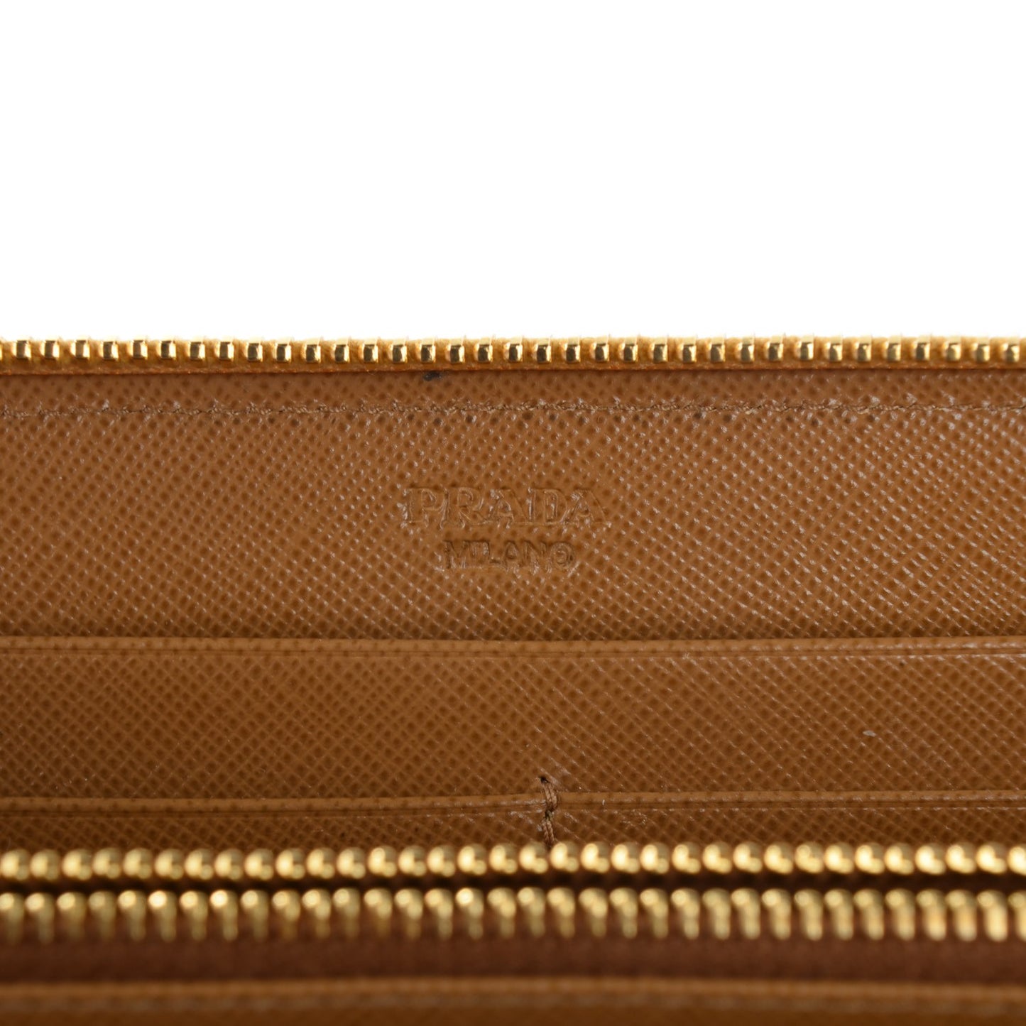 Saffiano Metal Bi-Color Zip Around Wallet Caramel Ananas