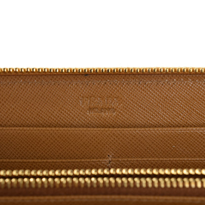 Prada Saffiano Metal Bi-Color Zip Around Wallet Caramel Ananas 6 of 14