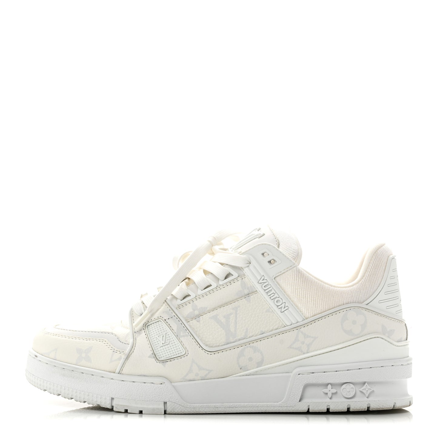 Calfskin Monogram Mens LV Trainer Sneakers 7.5 White