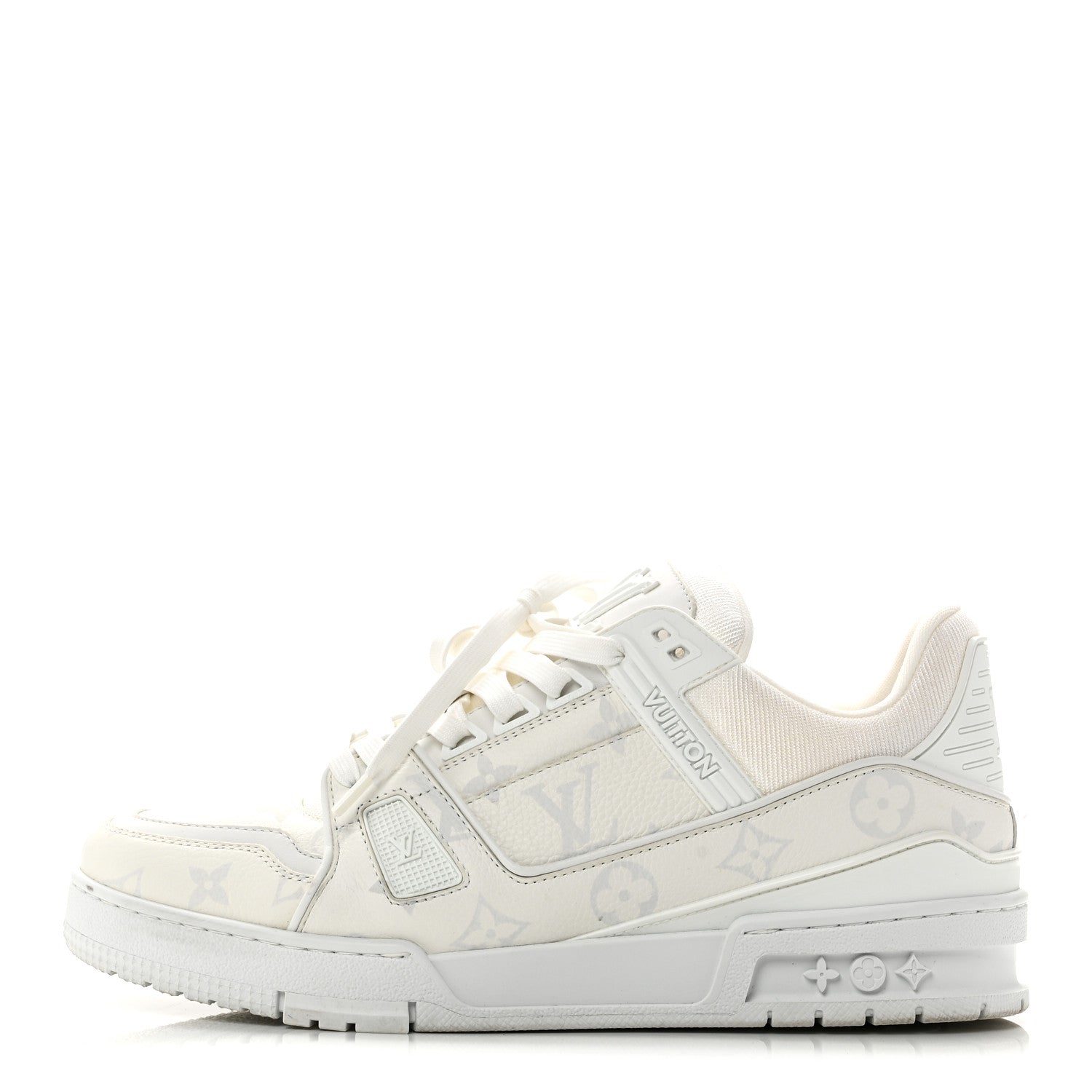 Louis Vuitton Calfskin Monogram Mens LV Trainer Sneakers 7.5 White 1 of 10