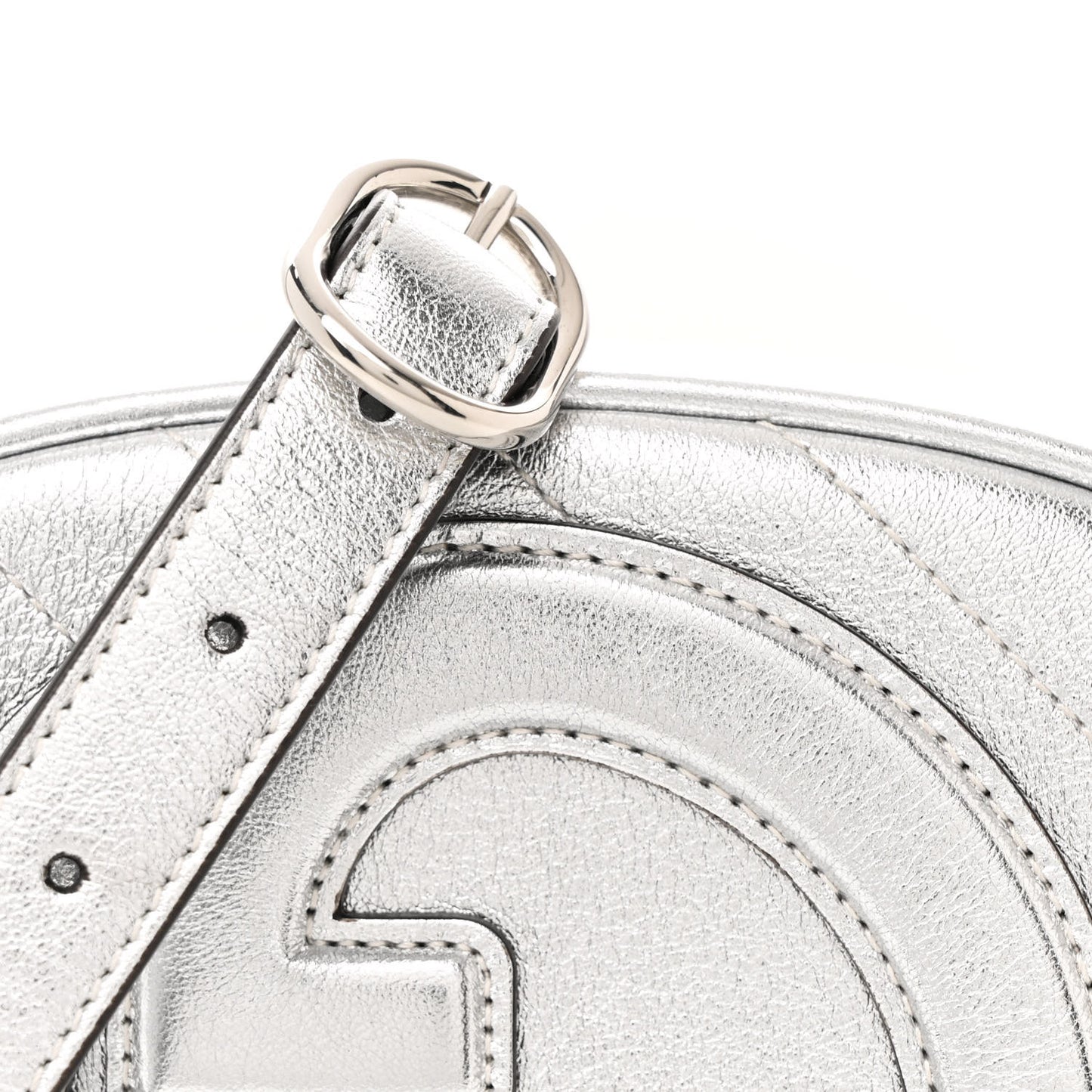 Metallic Sakai Be Green Calfskin Diagonal Stitched Mini Blondie Shoulder Bag Silver