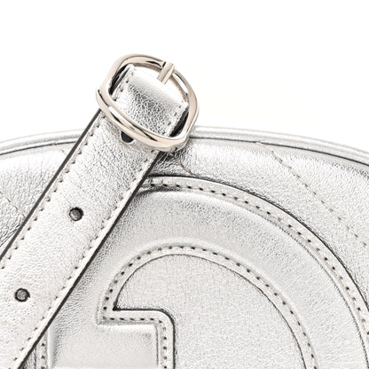 Gucci Metallic Sakai Be Green Calfskin Diagonal Stitched Mini Blondie Shoulder Bag Silver 8 of 10