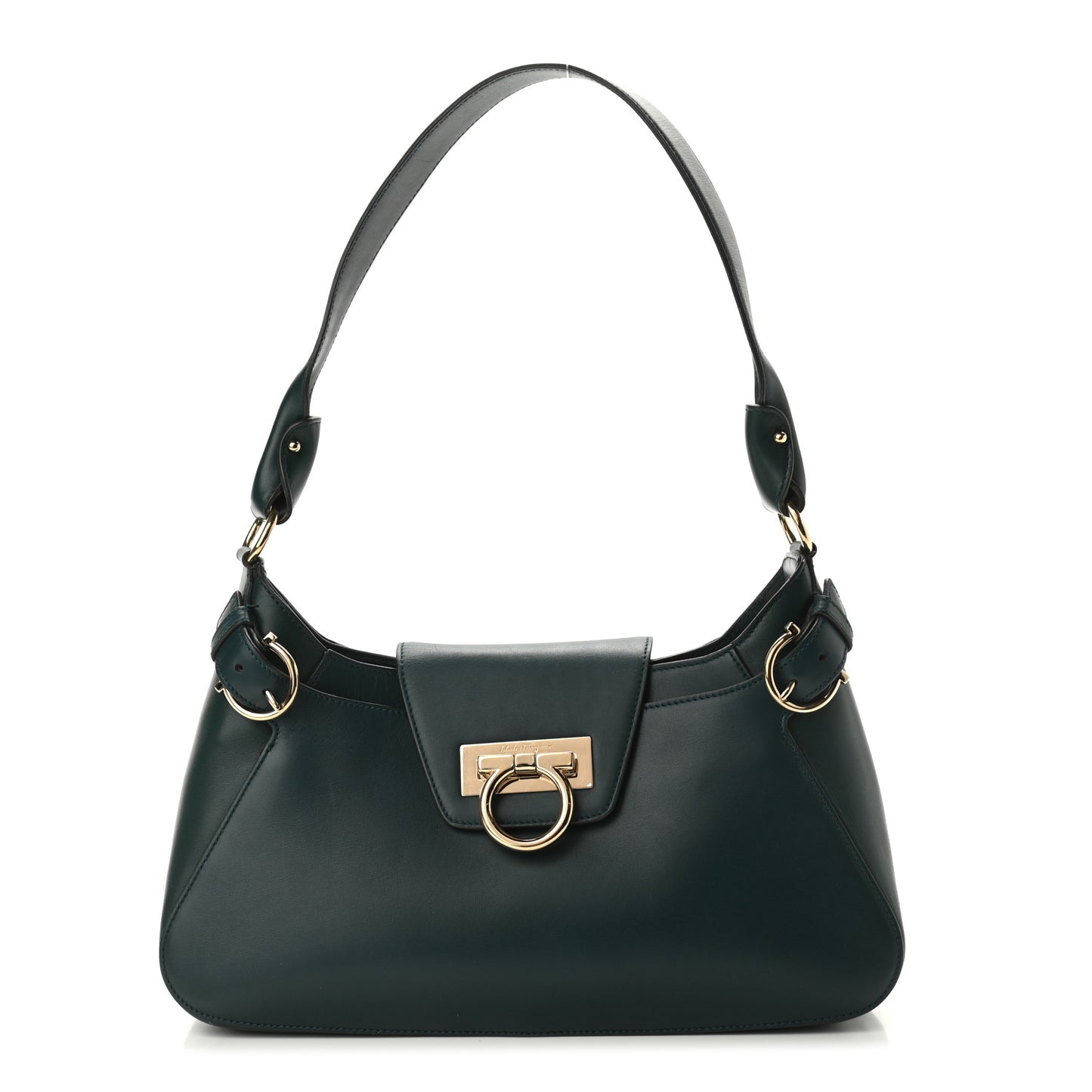 Calfskin Small Fanisa Gancini Hobo Green