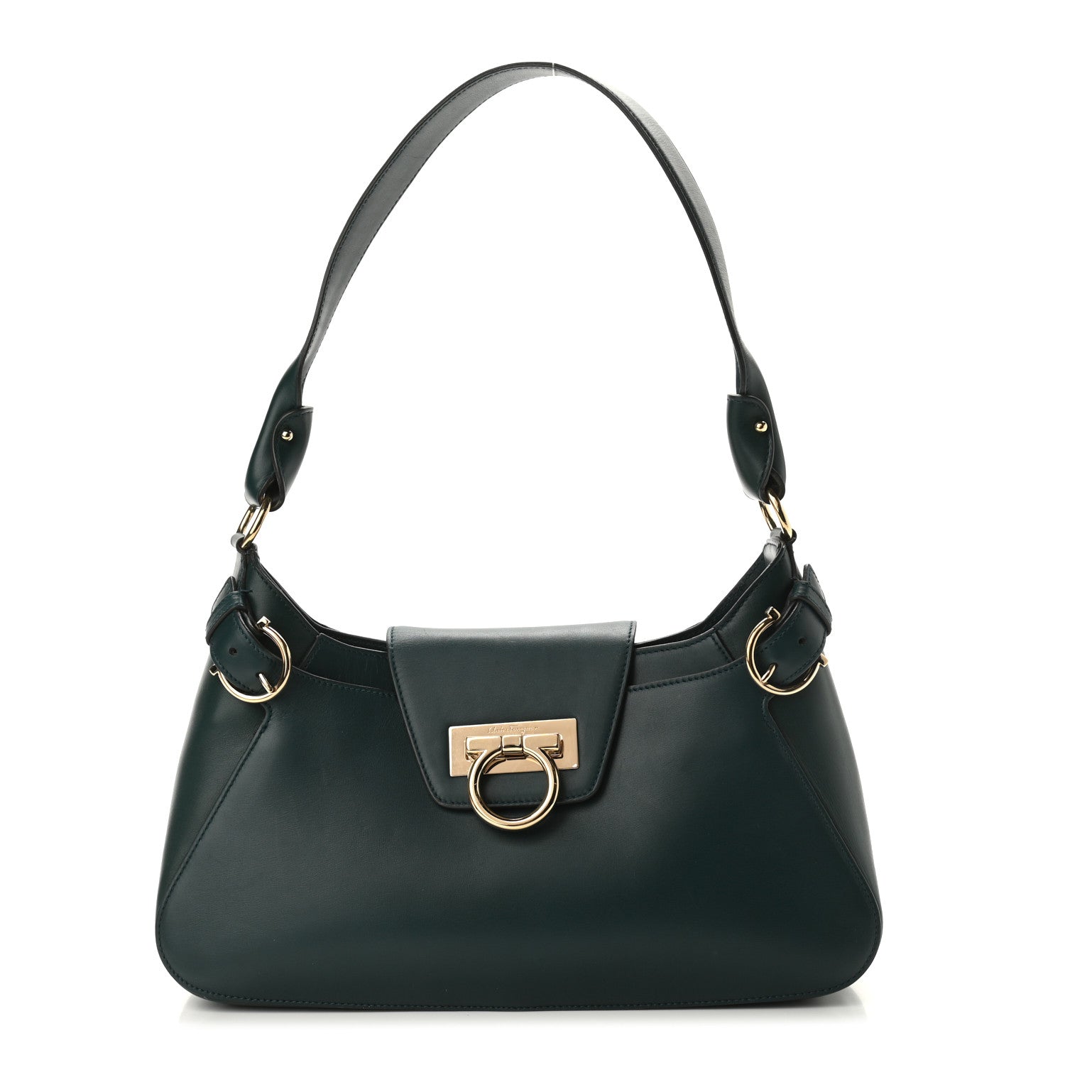 Salvatore Ferragamo Calfskin Small Fanisa Gancini Hobo Green 1 of 9