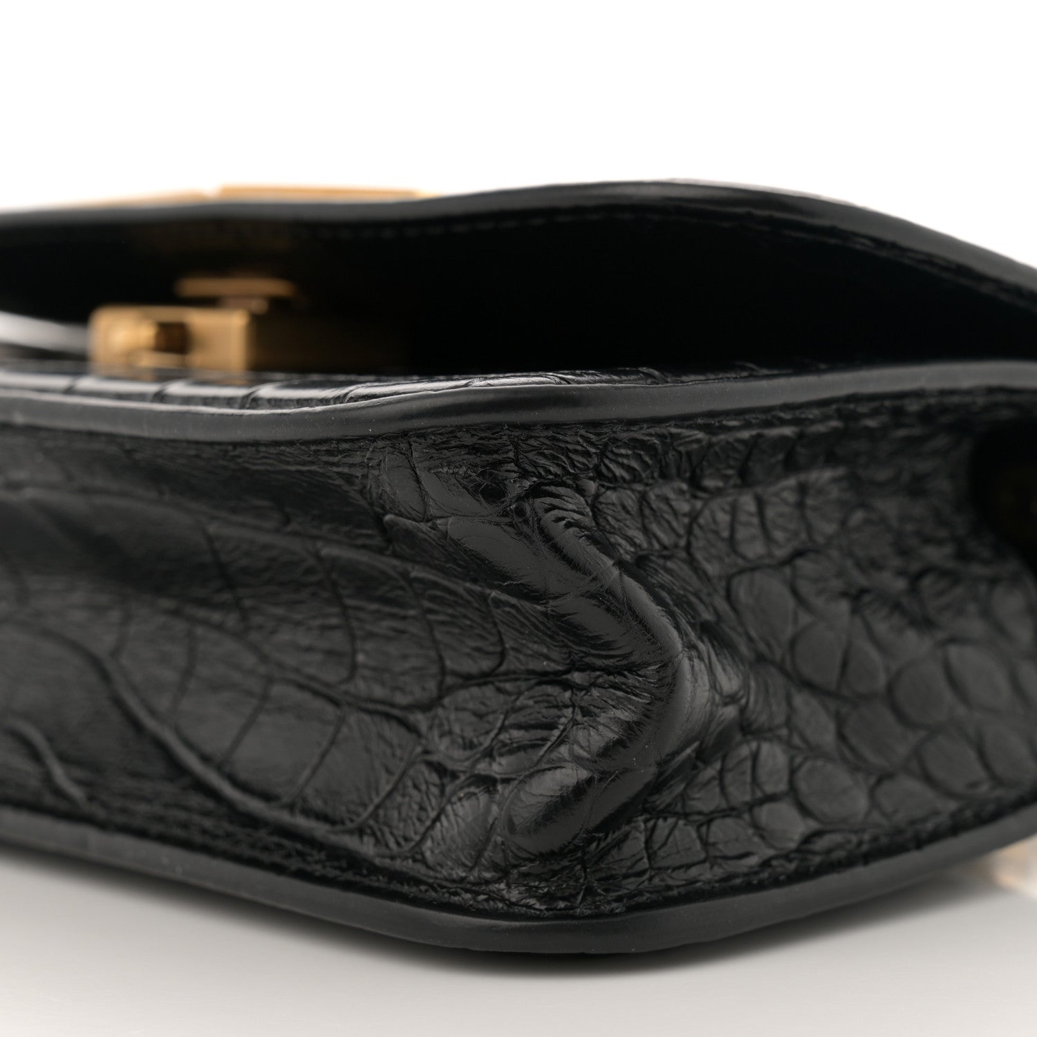 Balenciaga Extra Supple Calfskin Crocodile Embossed Gossip Chain Bag XS Black 9 of 10