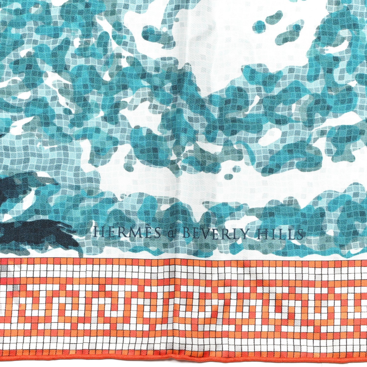 Hermes Silk Hermes A Beverly Hills Scarf 90 Orange Bleu White 2 of 4
