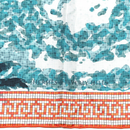 Hermes Silk Hermes A Beverly Hills Scarf 90 Orange Bleu White 2 of 4