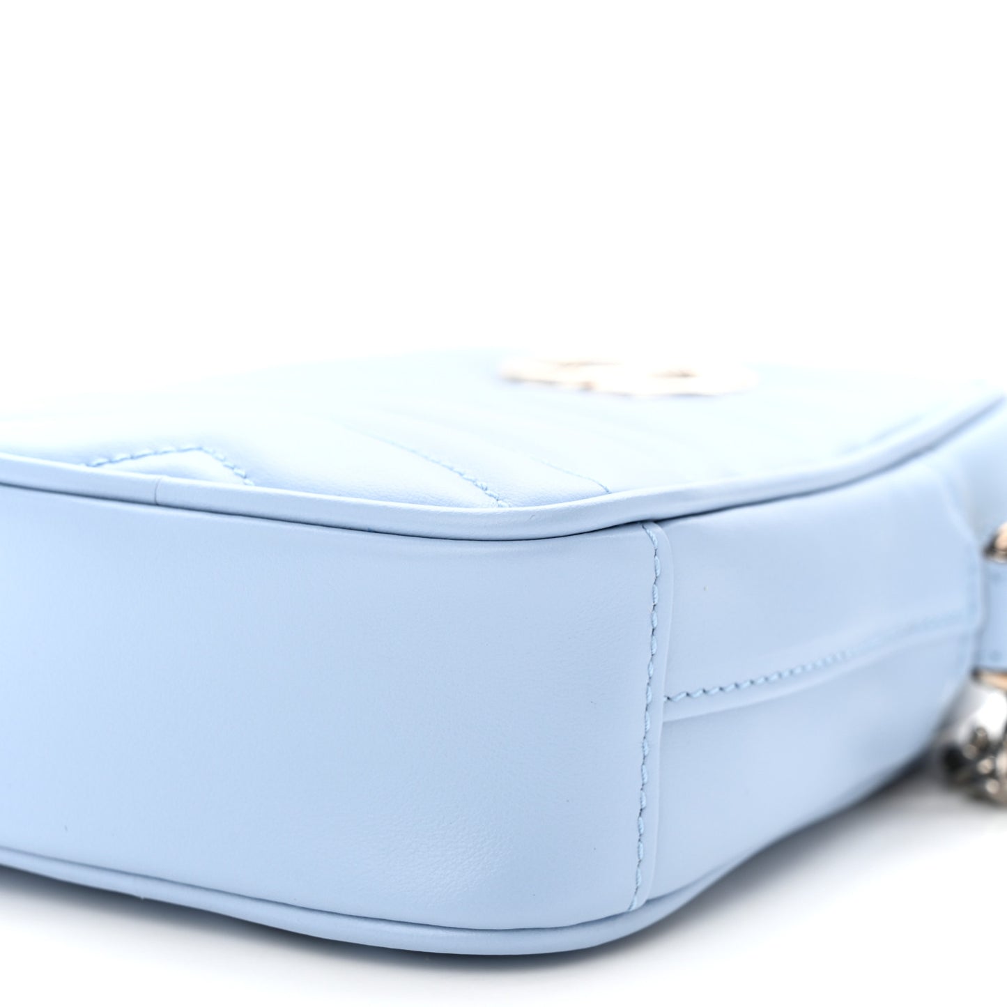 Calfskin Matelasse Mini GG Marmont Crossbody Bag Porcelain Light Blue