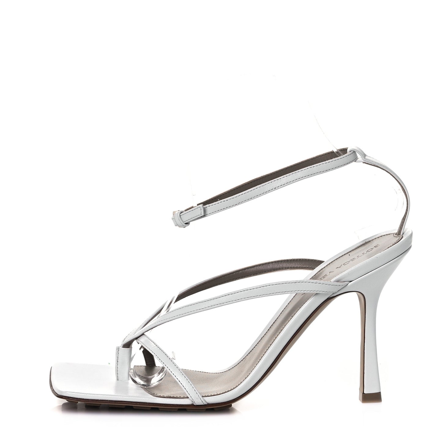 Lambskin Stretch Multi Strap 90mm Sandals 39 Optic White