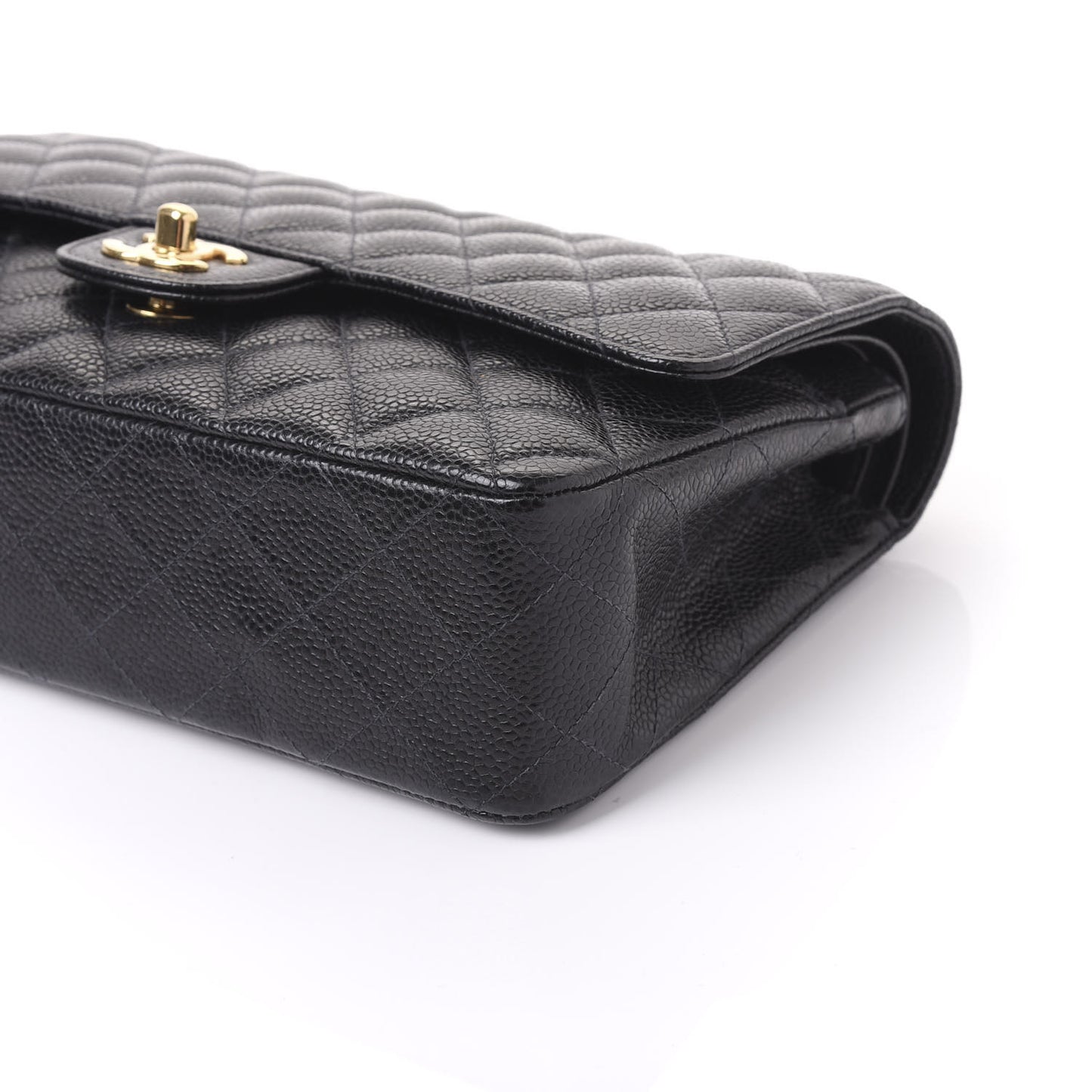 Caviar Quilted Medium Double Flap Black