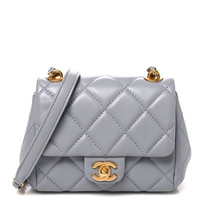 Chanel Lambskin Quilted Mini Flap Light Grey 1 of 10