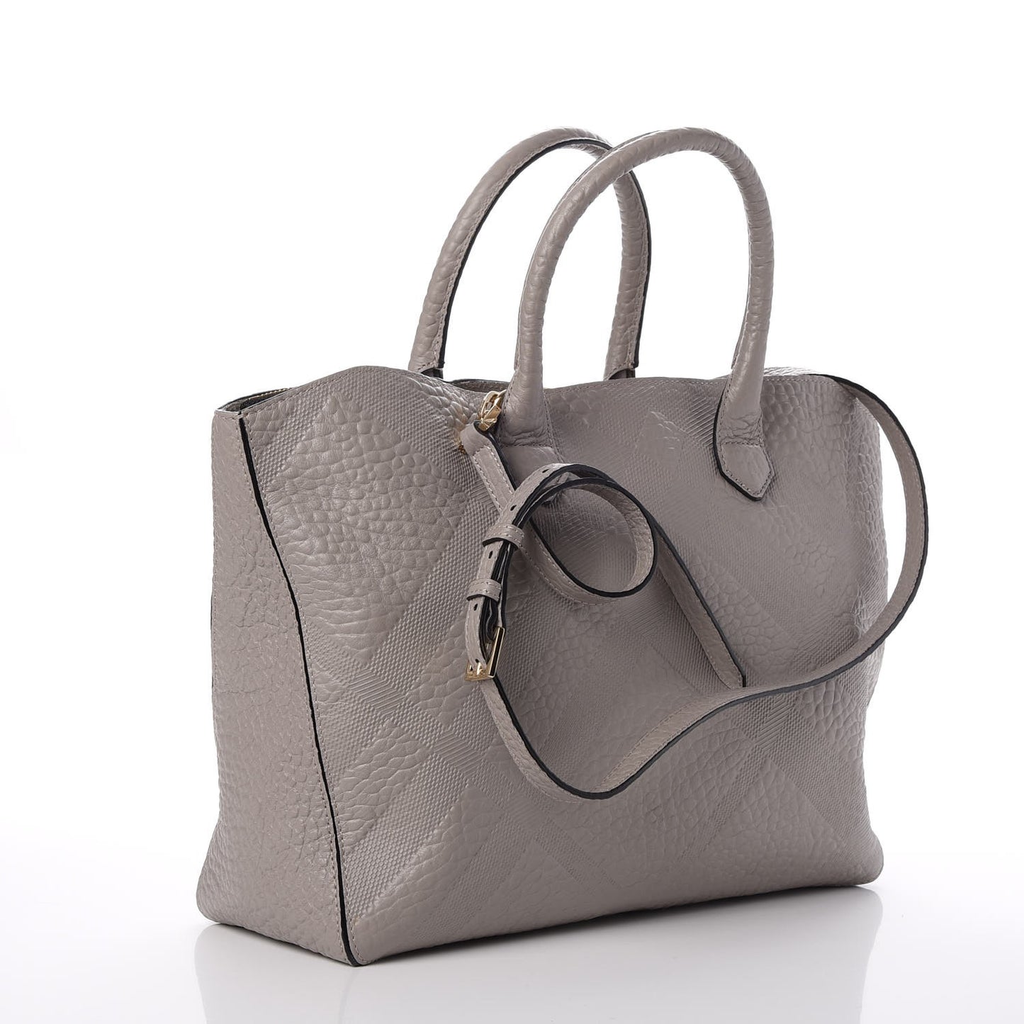 Heritage Grain Check Embossed Medium Dewsbury Tote Pale Grey