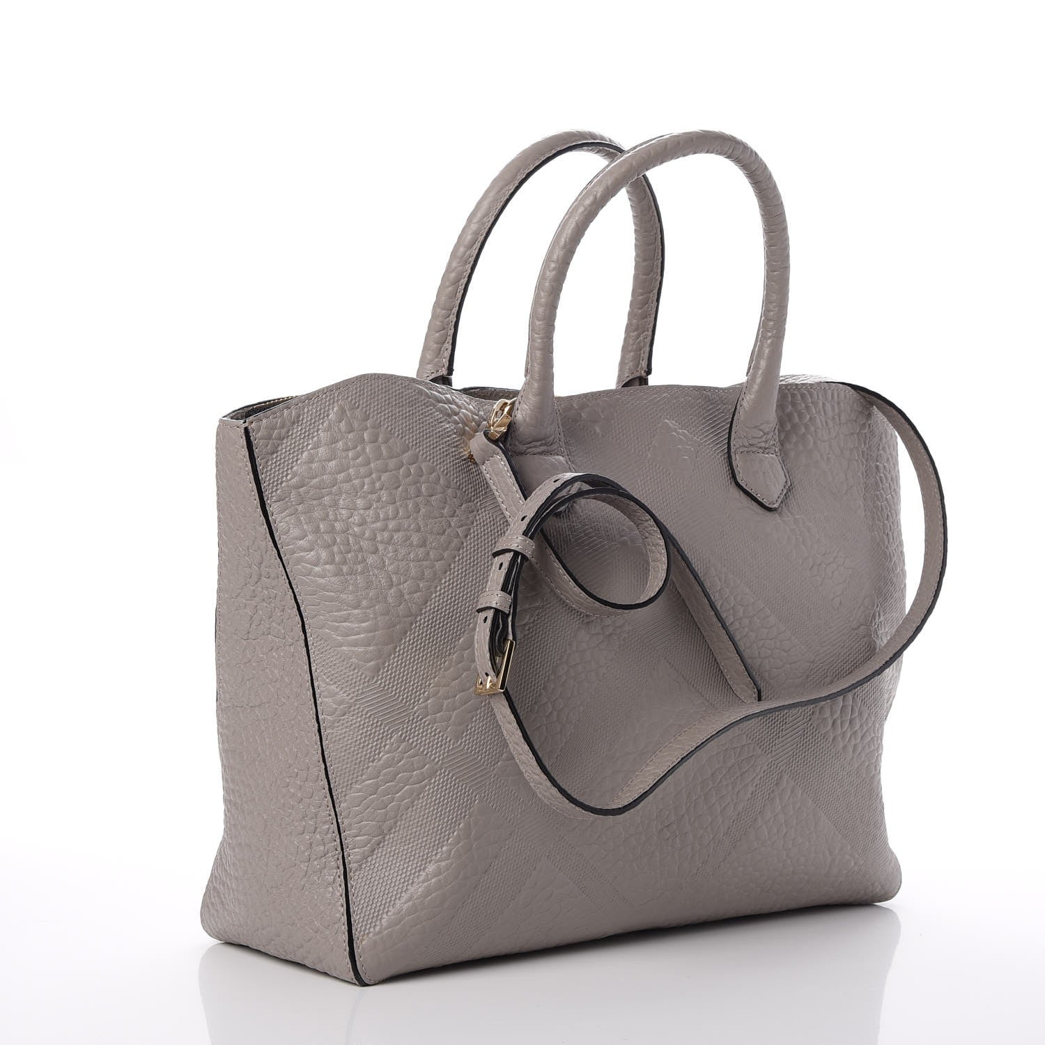 Burberry Heritage Grain Check Embossed Medium Dewsbury Tote Pale Grey 4 of 10
