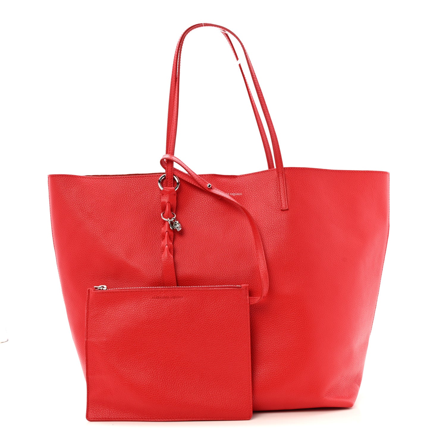 Alexander McQueen Grained Calfskin Skull Open Shopper Tote Red 3 of 11