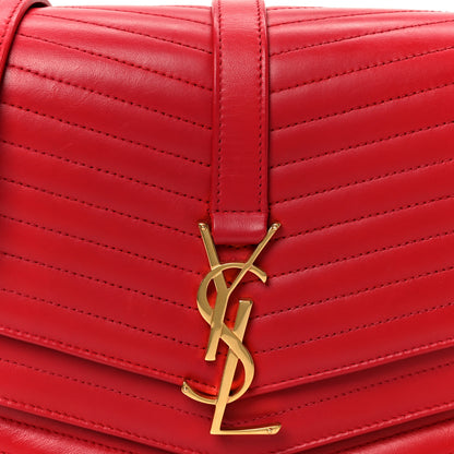 Saint Laurent Lambskin Matelasse Chevron Monogram Medium Sulpice Bag Red 9 of 11