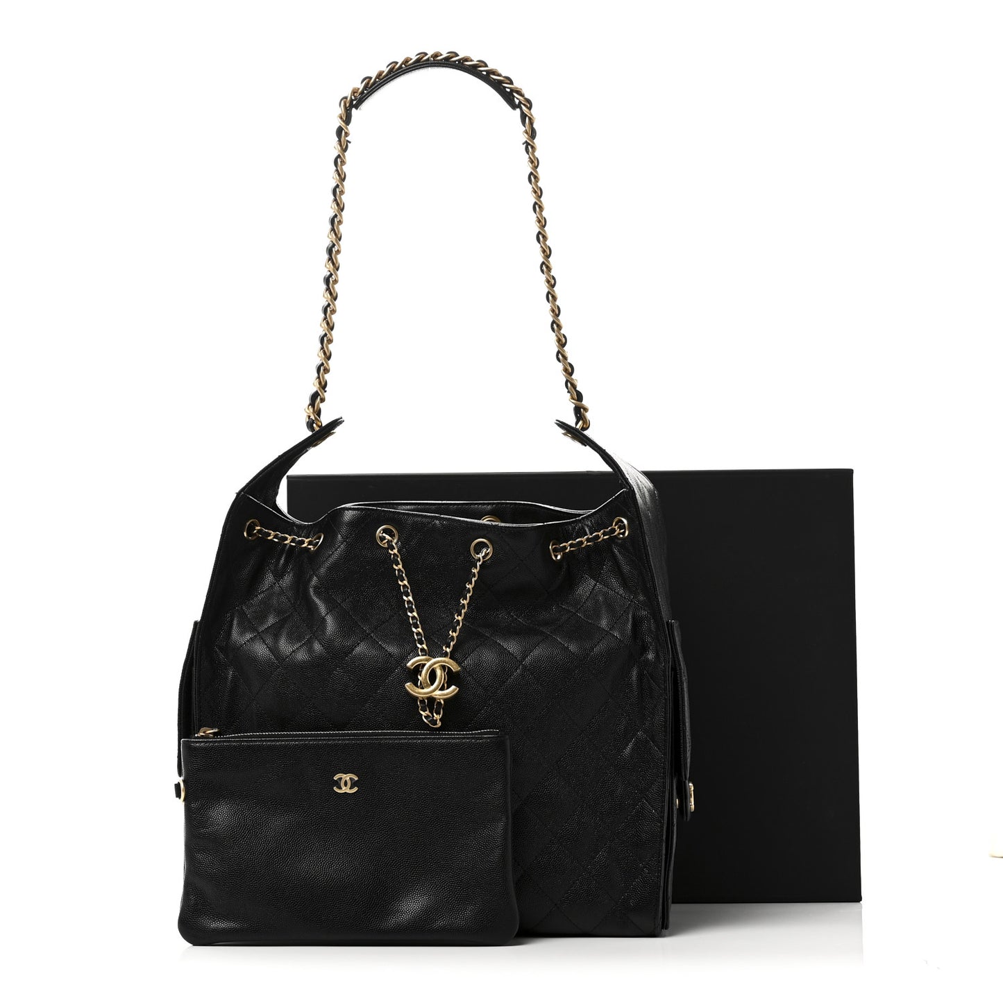 Caviar Quilted Medium Chanel 25 Handbag Black
