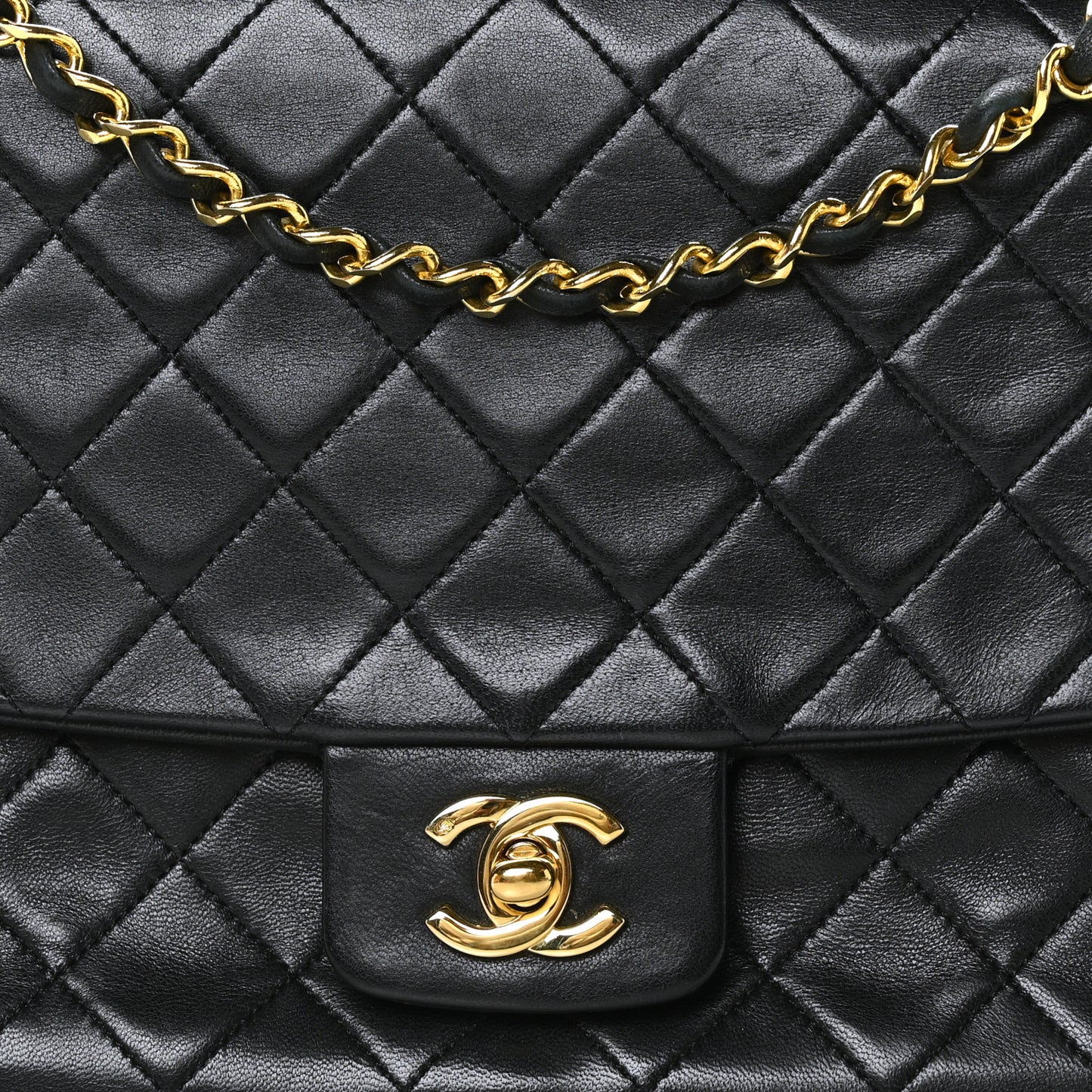 Lambskin Quilted XL Jumbo Single Flap Black