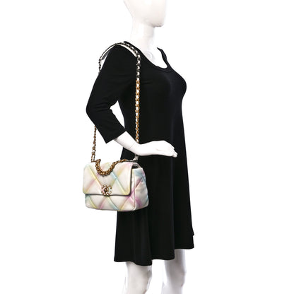 Chanel Printed Goatskin Quilted Medium Chanel 19 Flap White Multicolor 2 of 10