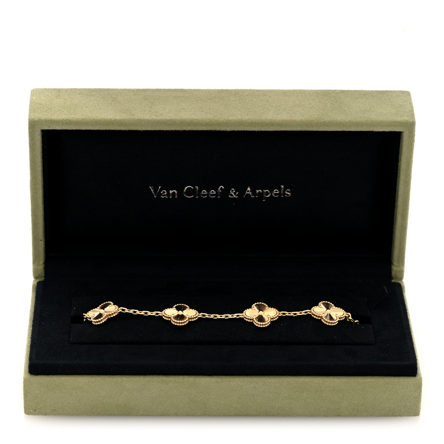 Van Cleef & Arpels 18K Yellow Gold 5 Motifs Guilloche Vintage Alhambra Bracelet 4 of 4