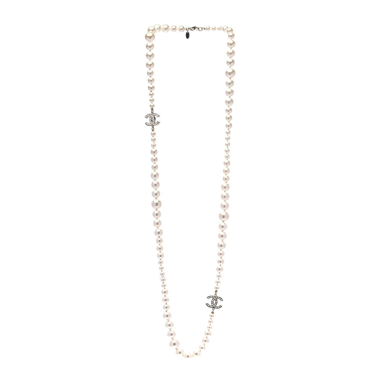 Chanel Graduated Pearl CC Long Necklace Gold 3 of 5
