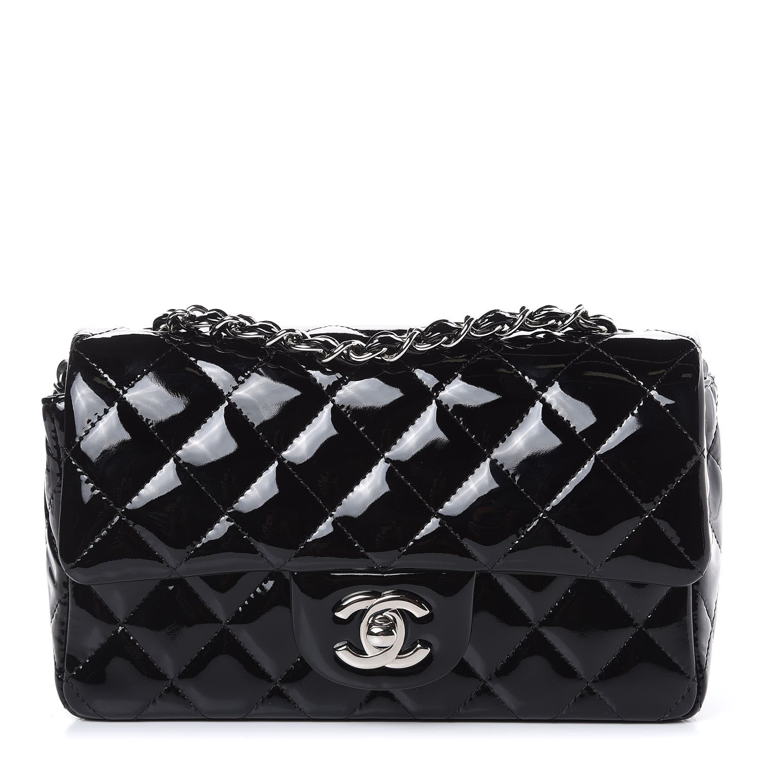Chanel Patent Calfskin Quilted Mini Rectangular Flap Black 1 of 11