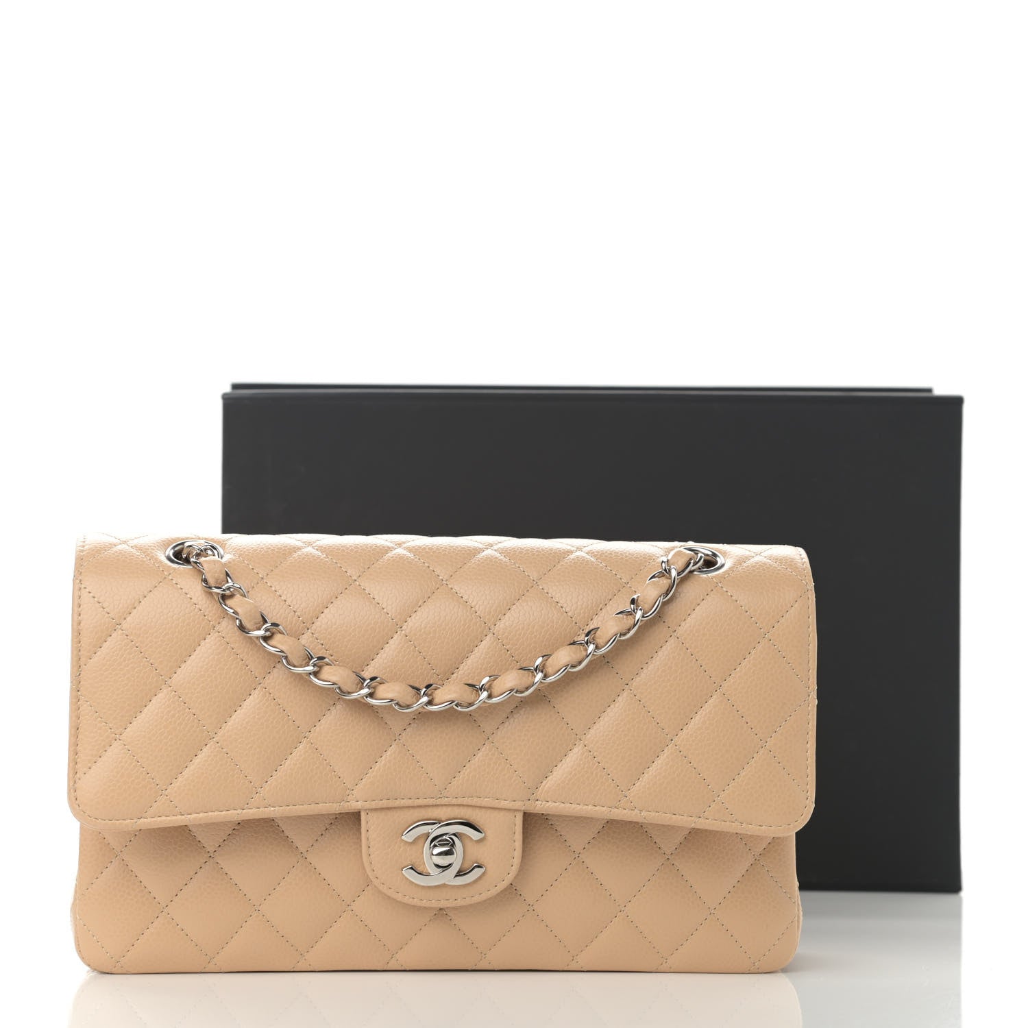 Chanel Caviar Quilted Medium Double Flap Beige 14 of 14