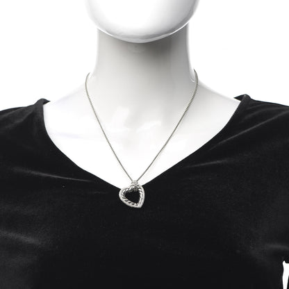 David Yurman Sterling Silver Diamond Large Open Heart Cable Necklace 2 of 6