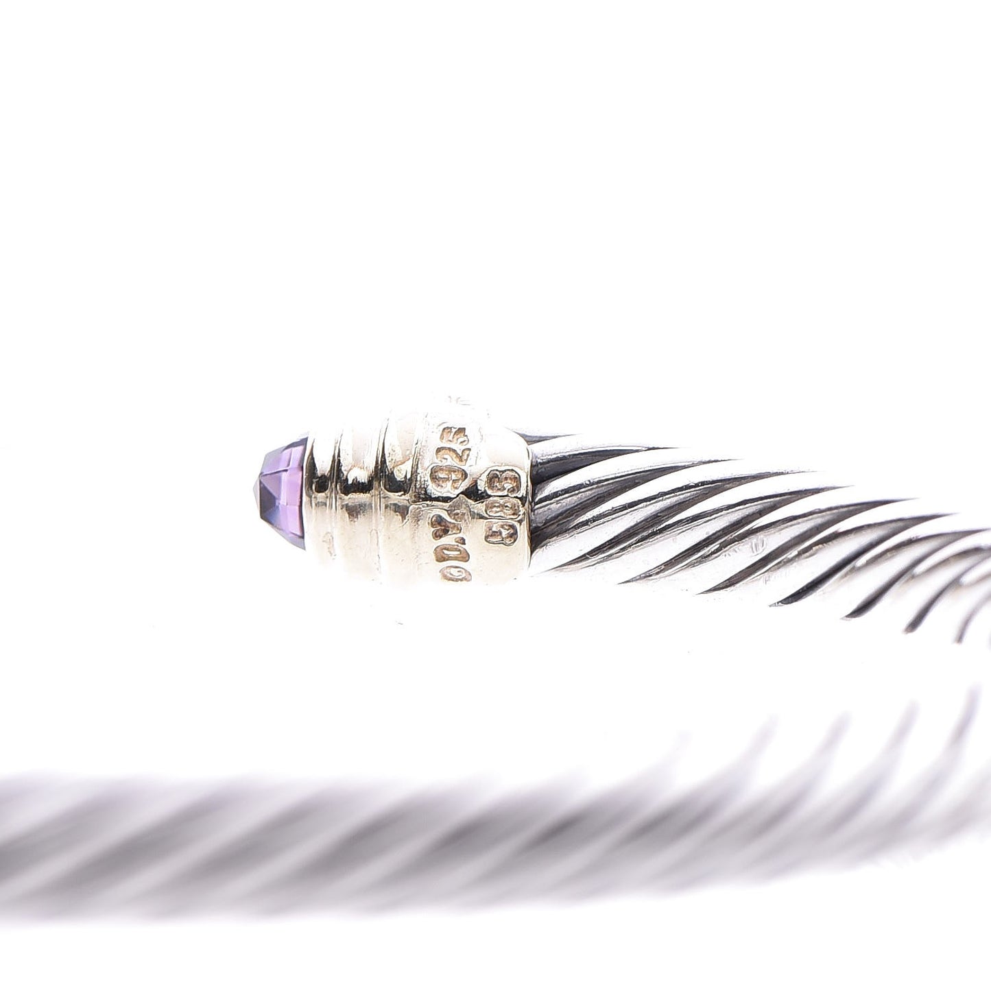 Sterling Silver 14K Yellow Gold Amethyst 5mm Cable Classics Petite Color Bracelet