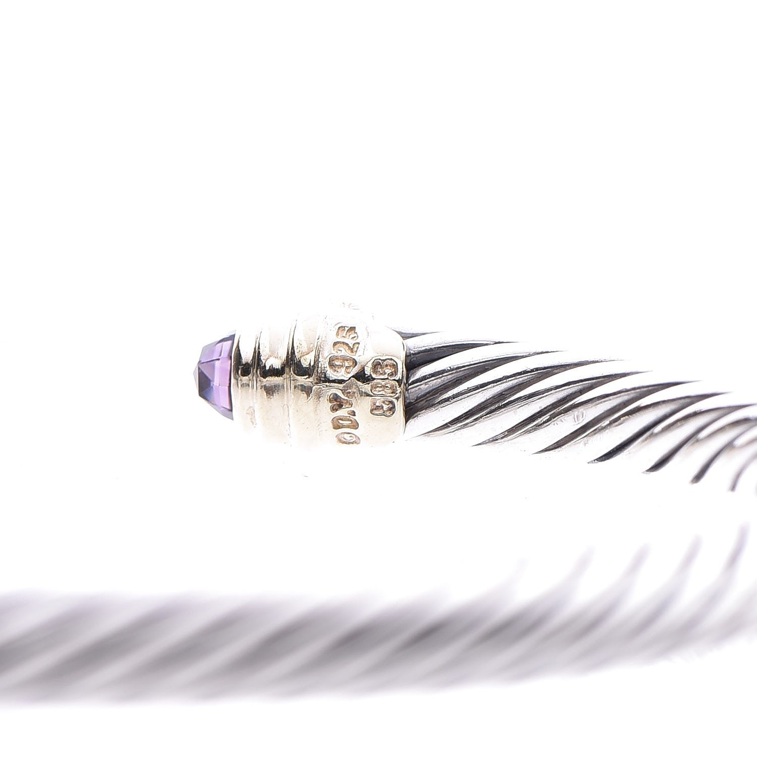 David Yurman Sterling Silver 14K Yellow Gold Amethyst 5mm Cable Classics Petite Color Bracelet 5 of 5