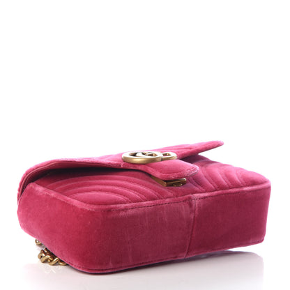 Gucci Velvet Matelasse Mini GG Marmont Shoulder Bag Light Raspberry Rose 4 of 9