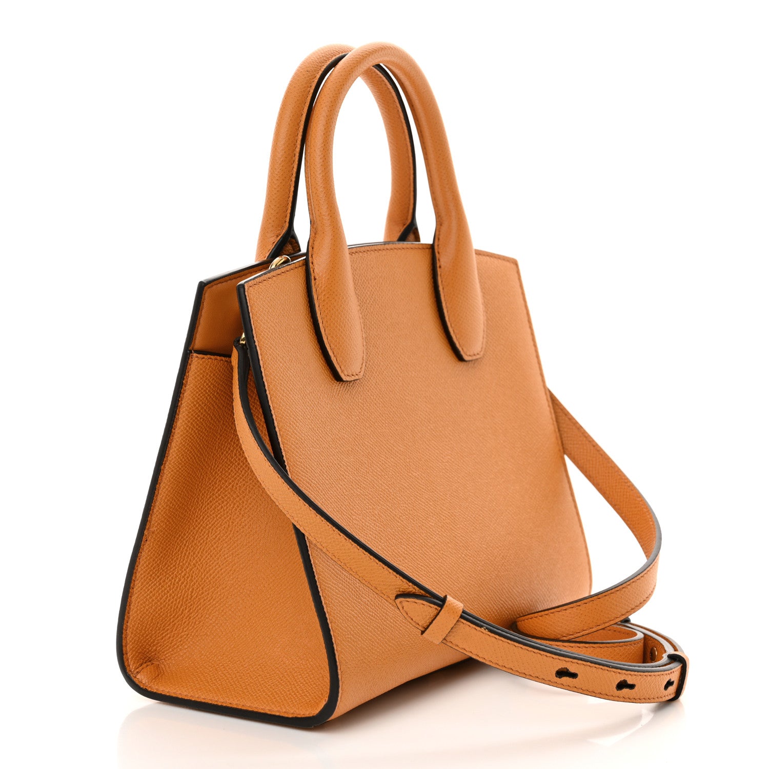Salvatore Ferragamo Hammered Calfskin Small The Studio Box Bag Olivello 3 of 9