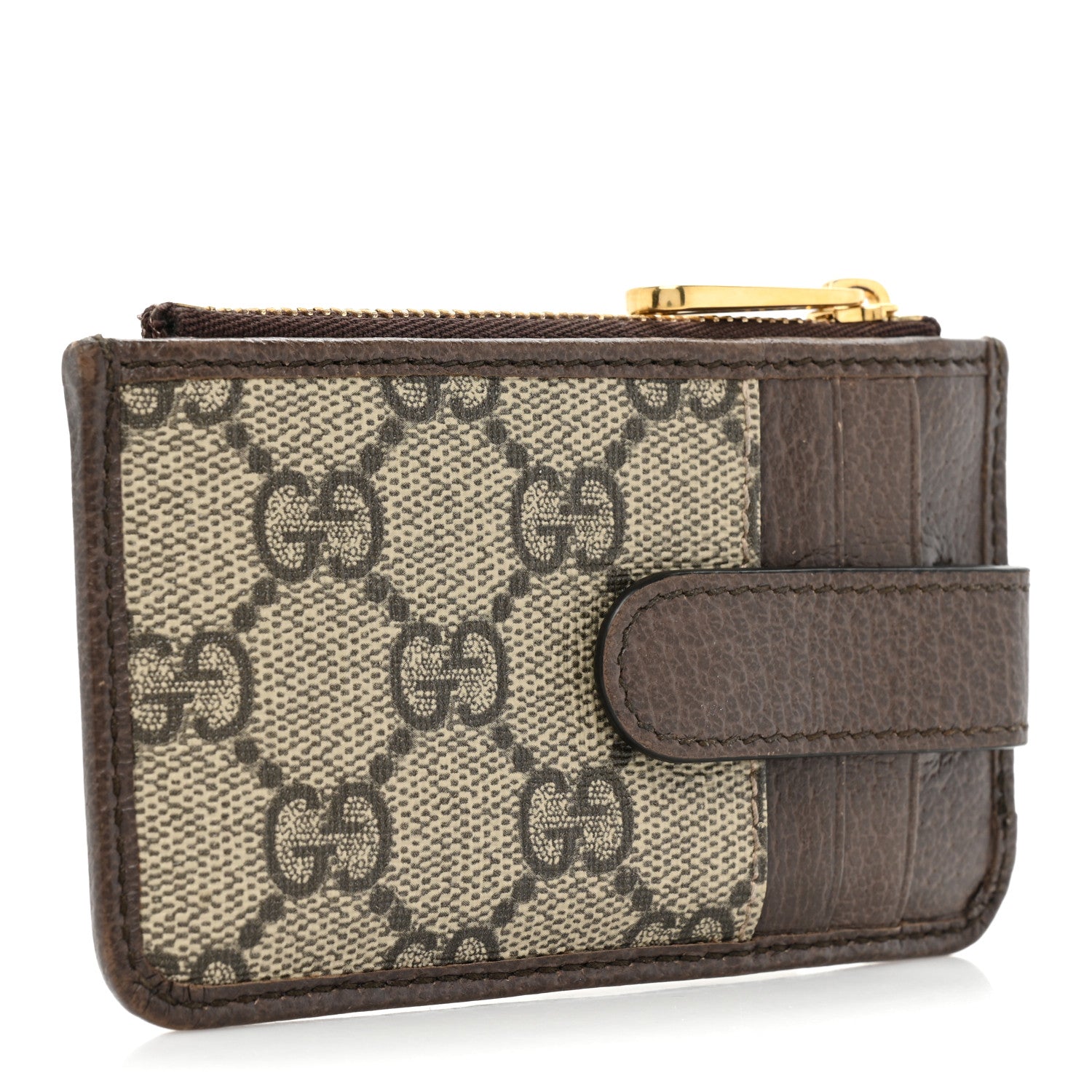 Gucci GG Supreme Monogram Web Ophidia Zip Card Case Brown 3 of 12