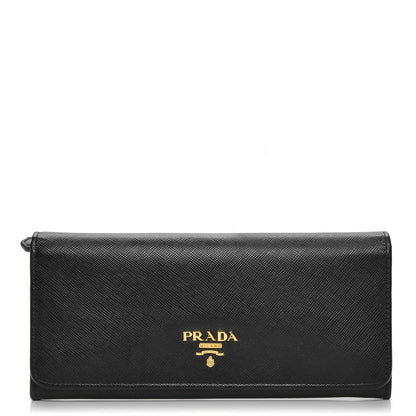 Prada Saffiano Metal Continental Flap Wallet Nero Black 1 of 9