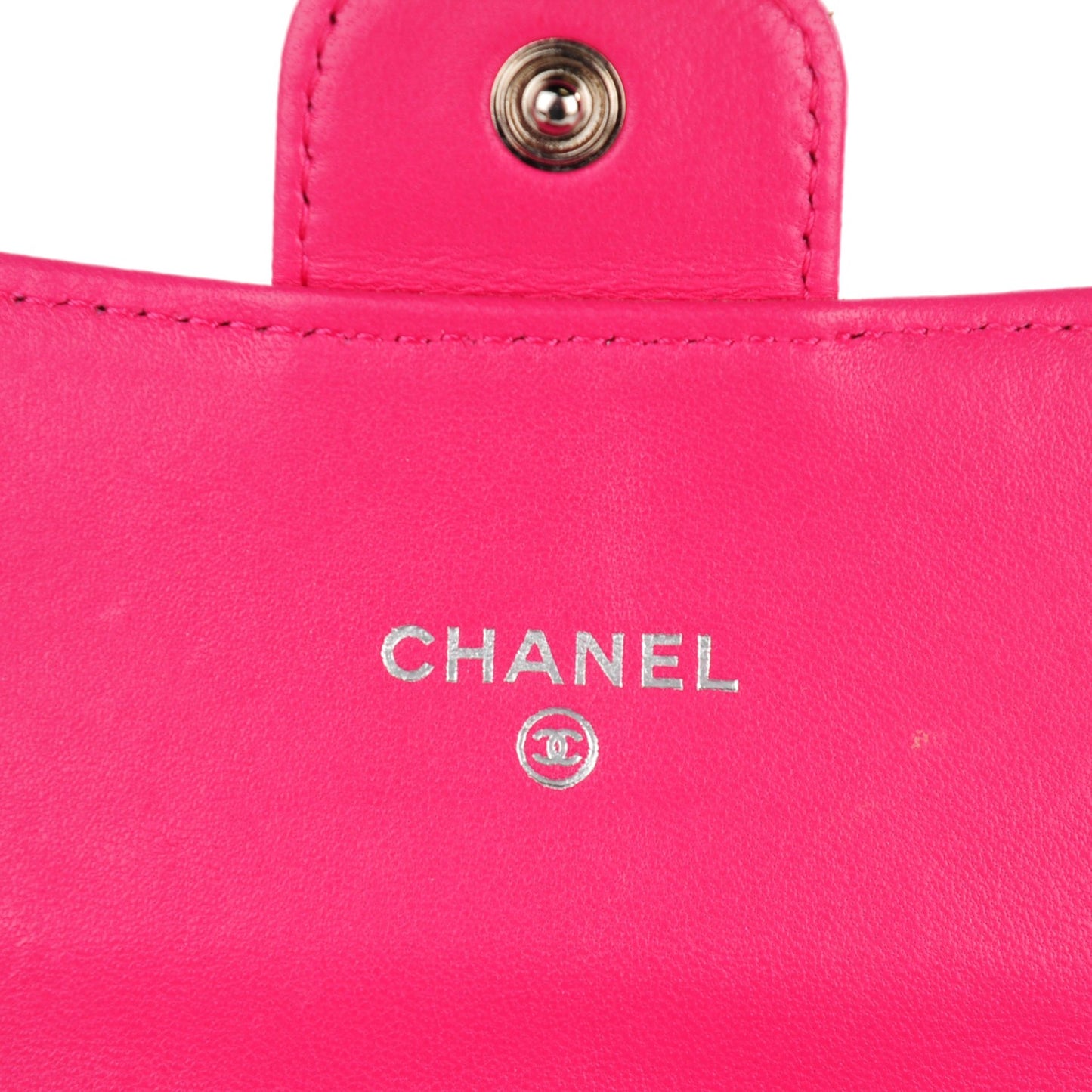 Lambskin Quilted Small Flap Wallet Fuchsia